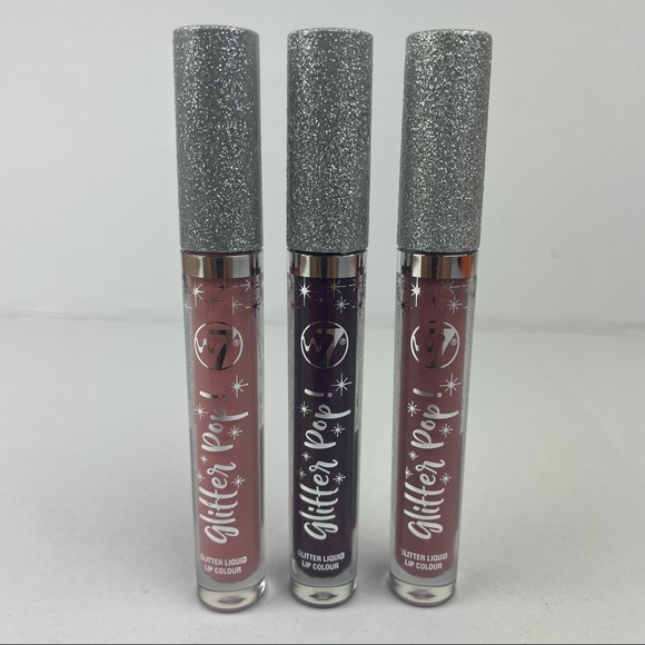 W7 Glitter Liquid Lip Color - Packs of 3 Lipsticks + 1 W7 Eyeshadow Palette NWT - Picture 2 of 12